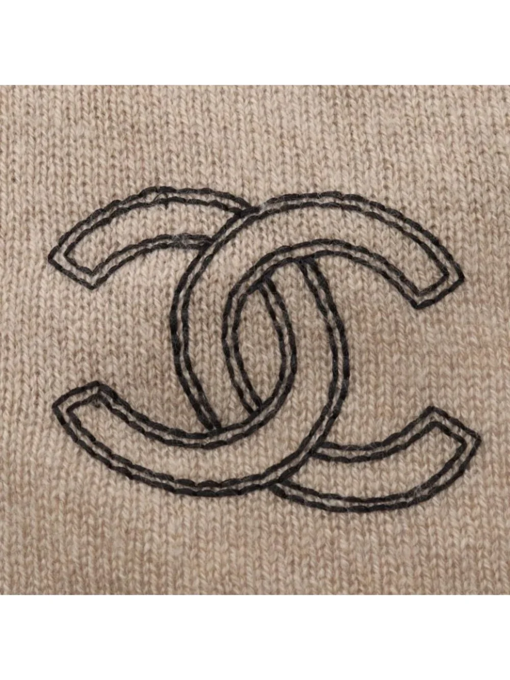 Chanel Shawl CC Logo Beige Scarf